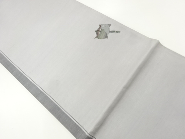 手織り紬　糸巻き模様織出し袋帯